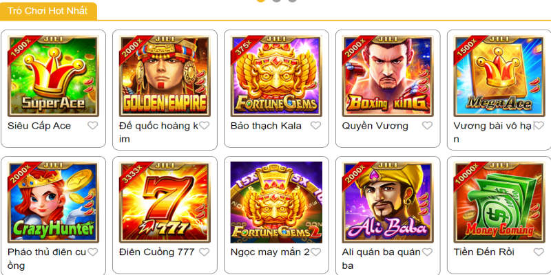 Sảnh Slot game của Jili có rất nhiều game hay